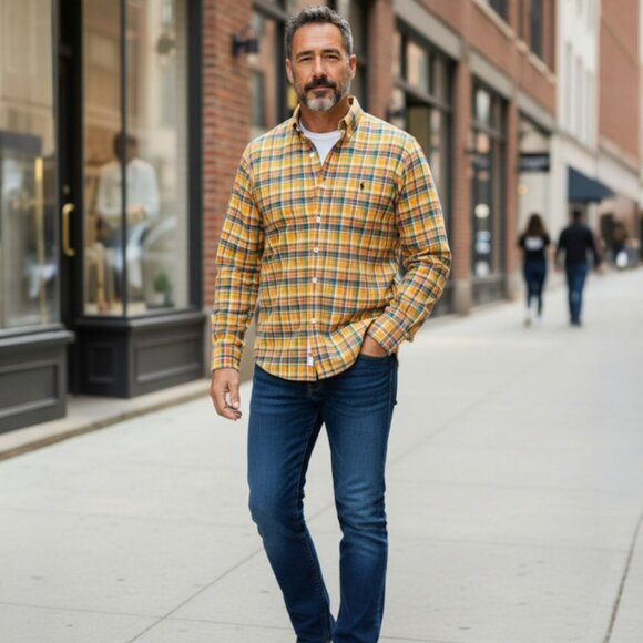 Ralph Lauren Other - Polo Ralph Lauren Men's Custom Fit Button-Up Orange Plaid XL/TG Madras Preppy